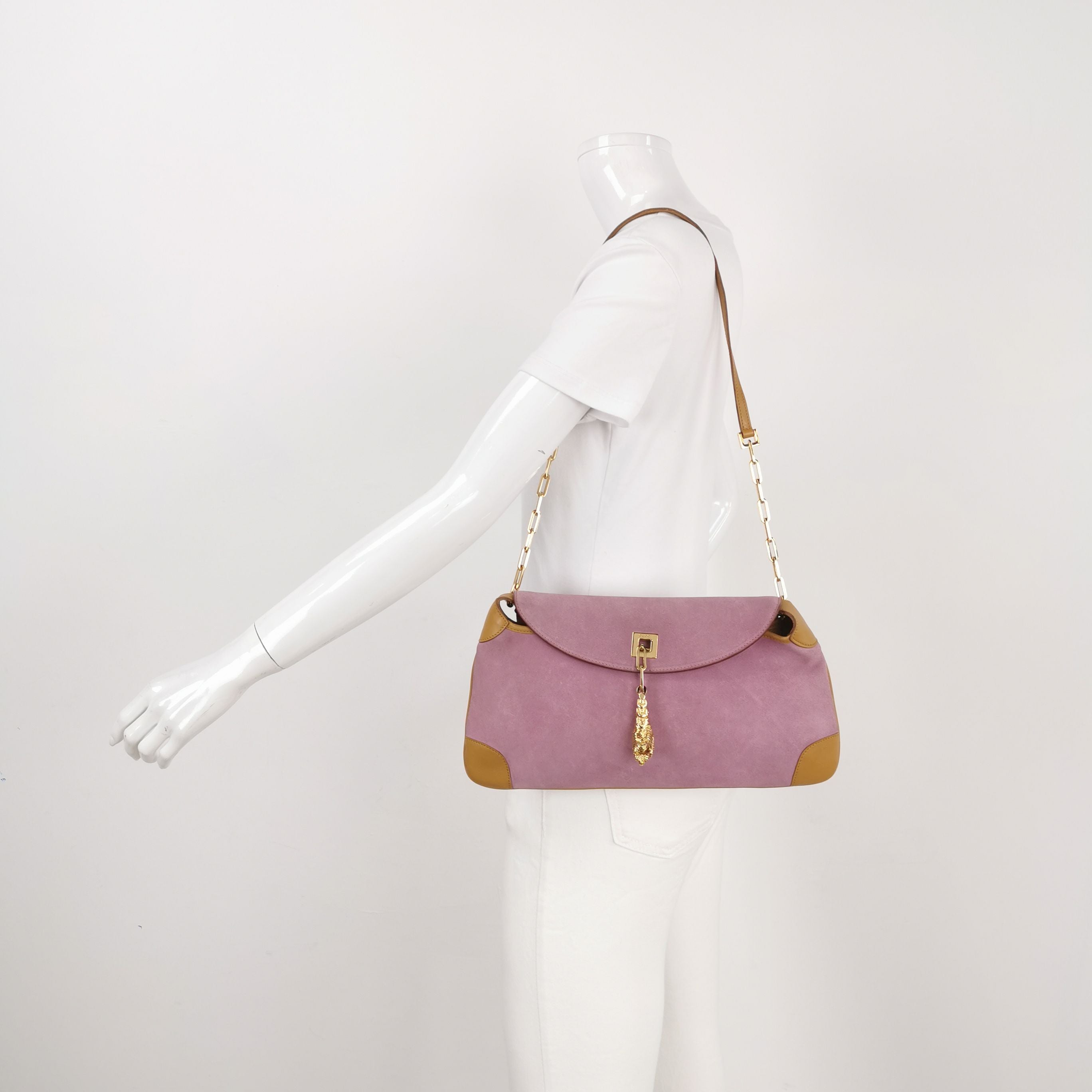 Gucci Suede Leather Tiger Head Shoulder Bag 23121078536272