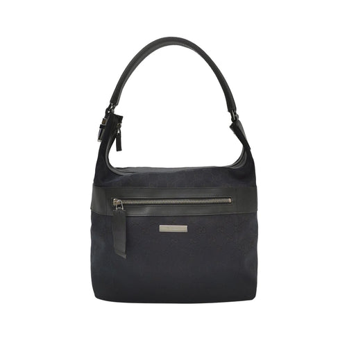 Gucci Leather Canvas Solid Pattern Logo Zipper Vintage Shoulder Bag 250305781092243