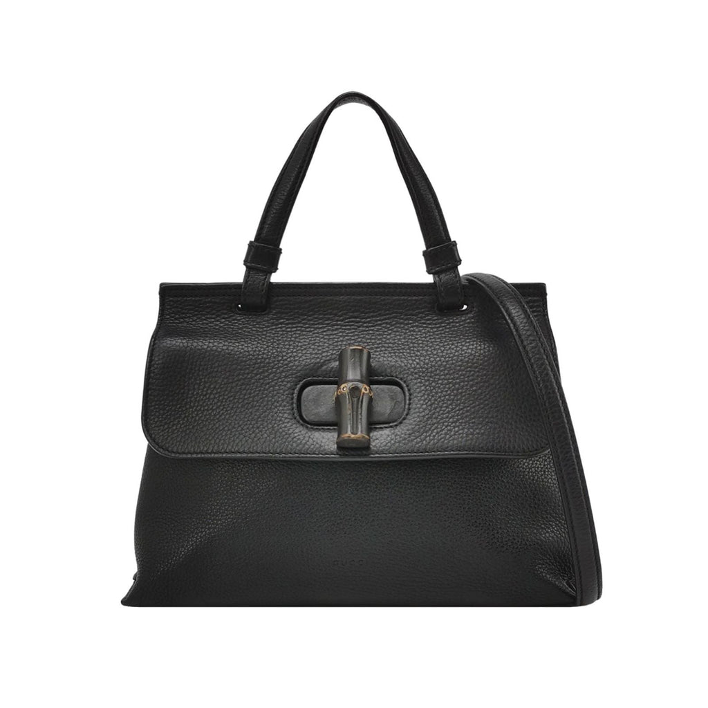 Gucci Daily Small Leather Solid Bamboo Twist Lock Crossbody Shoulder Bag 250305781092164