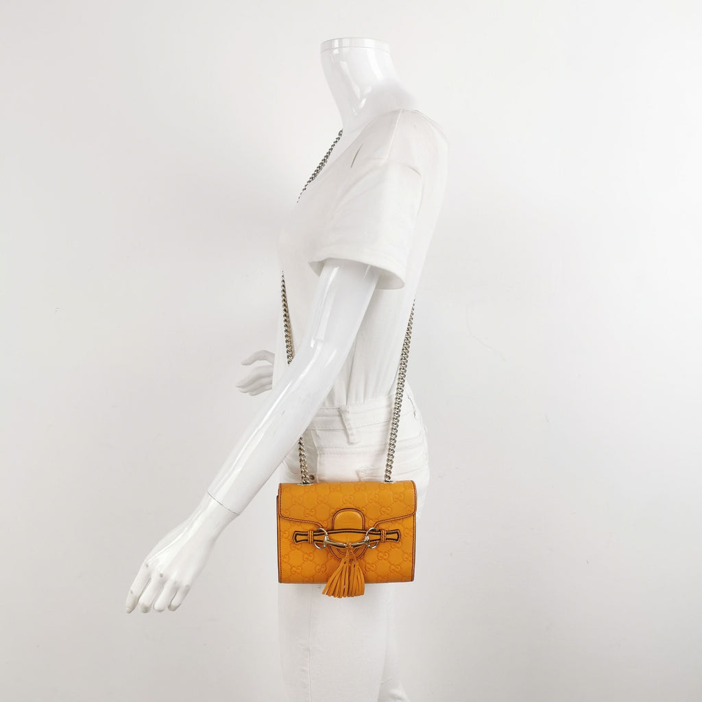 Gucci Emily Mini Leather GG Embossed Tassel Horsebit Crossbody Shoulder Bag 250302781086933
