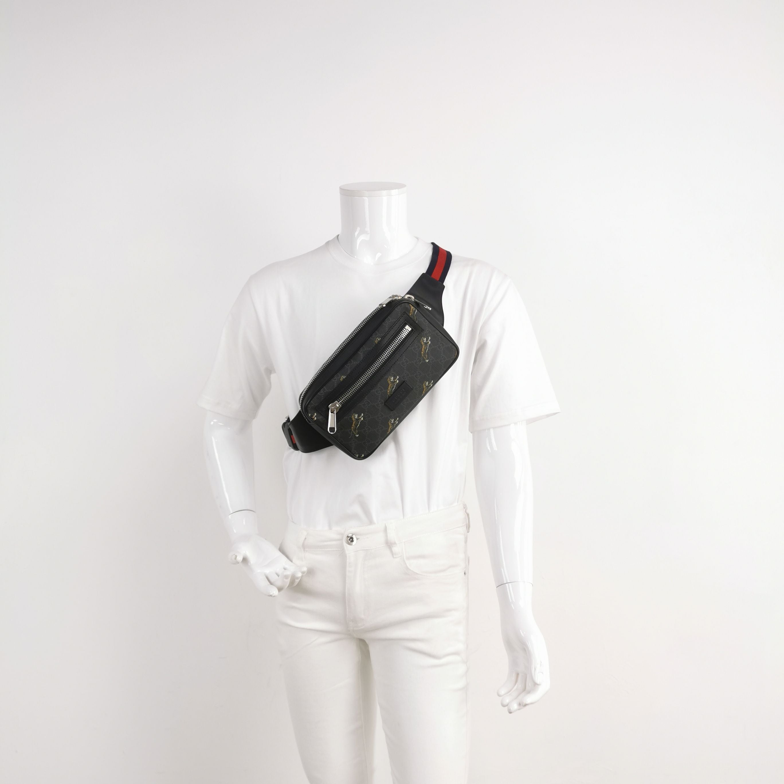 Gucci Belt Bag Leather Double G Monogram Tiger Pattern Waist Bag Chest Bag 250302781087658