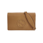 Gucci Soho Mini Leather Solid Pattern GG Flap Crossbody Shoulder Bag 250228781084665