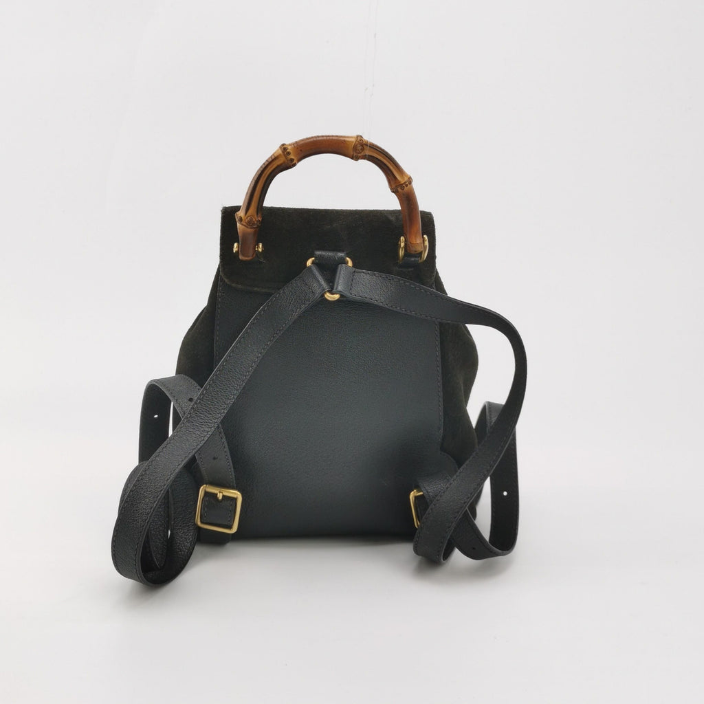 Gucci Suede Bamboo Handle Backpack 250221781073564