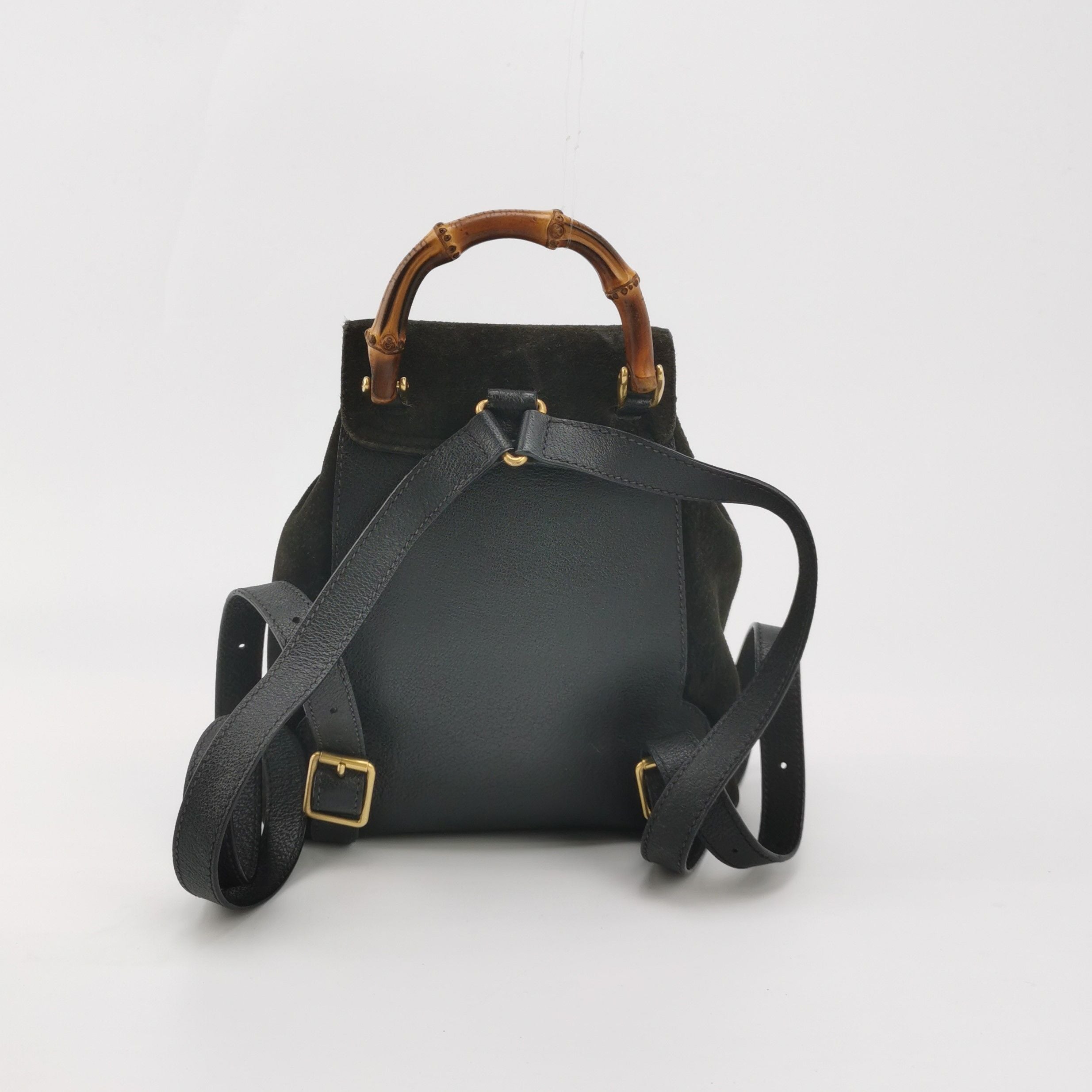 Gucci Suede Bamboo Handle Backpack 250221781073564