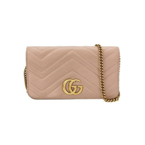 Gucci GG Marmont Leather Solid Chevron Quilted Double G Shoulder Bag Crossbody Bag 250225781080056