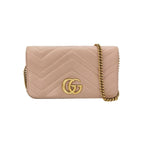Gucci GG Marmont Leather Solid Chevron Quilted Double G Shoulder Bag Crossbody Bag 250225781080056