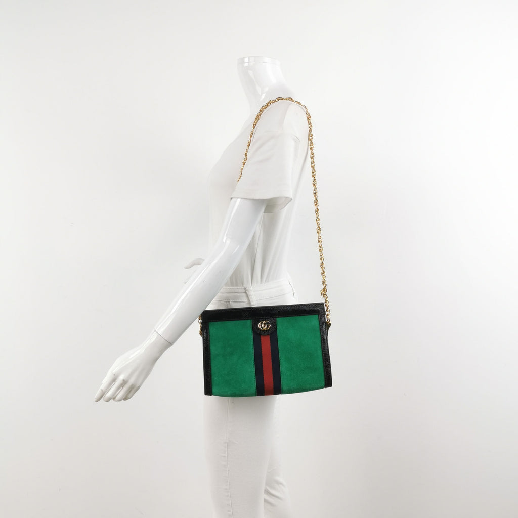 Gucci Ophidia Small Leather Canvas Suede Trim GG Shoulder Bag 250227781082224