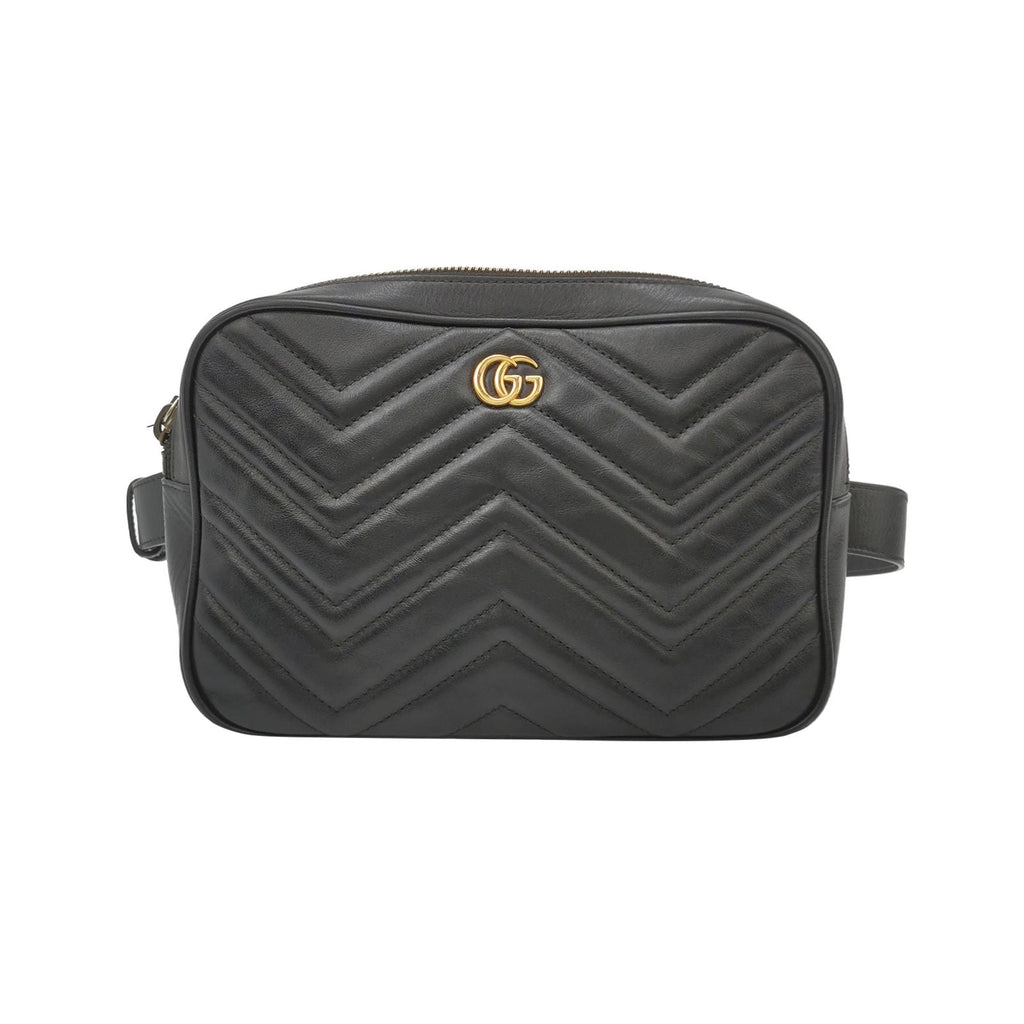 Gucci GG Marmont Leather Solid Quilted Double G Logo Waist Bag Chest Bag 250225781079285