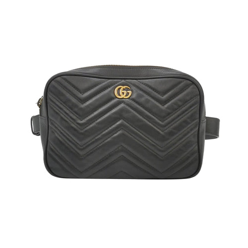Gucci GG Marmont Leather Solid Quilted Double G Logo Waist Bag Chest Bag 250225781079285