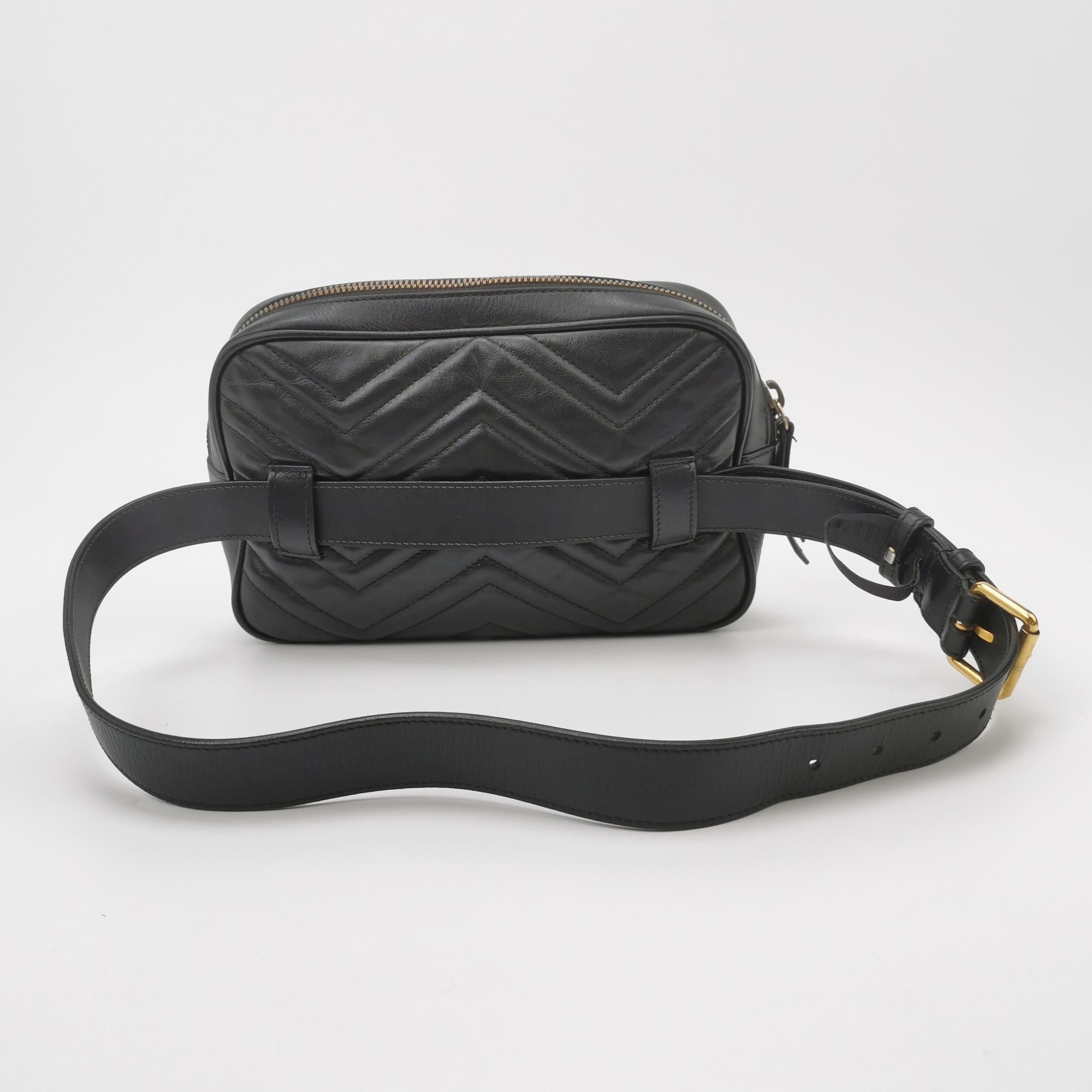 Gucci GG Marmont Leather Solid Quilted Double G Logo Waist Bag Chest Bag 250225781079285