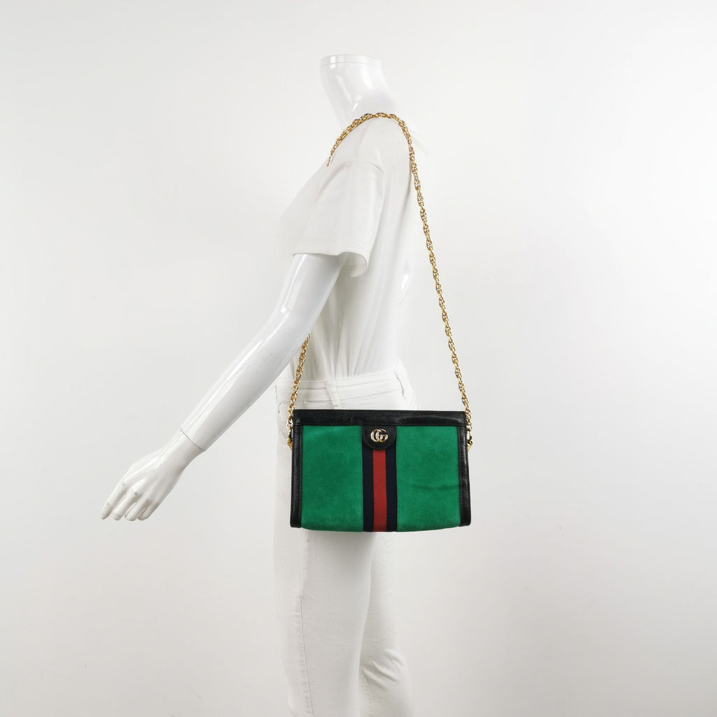 Gucci Ophidia Small Leather Canvas Suede Contrast Trim GG Shoulder Bag 250227781082255
