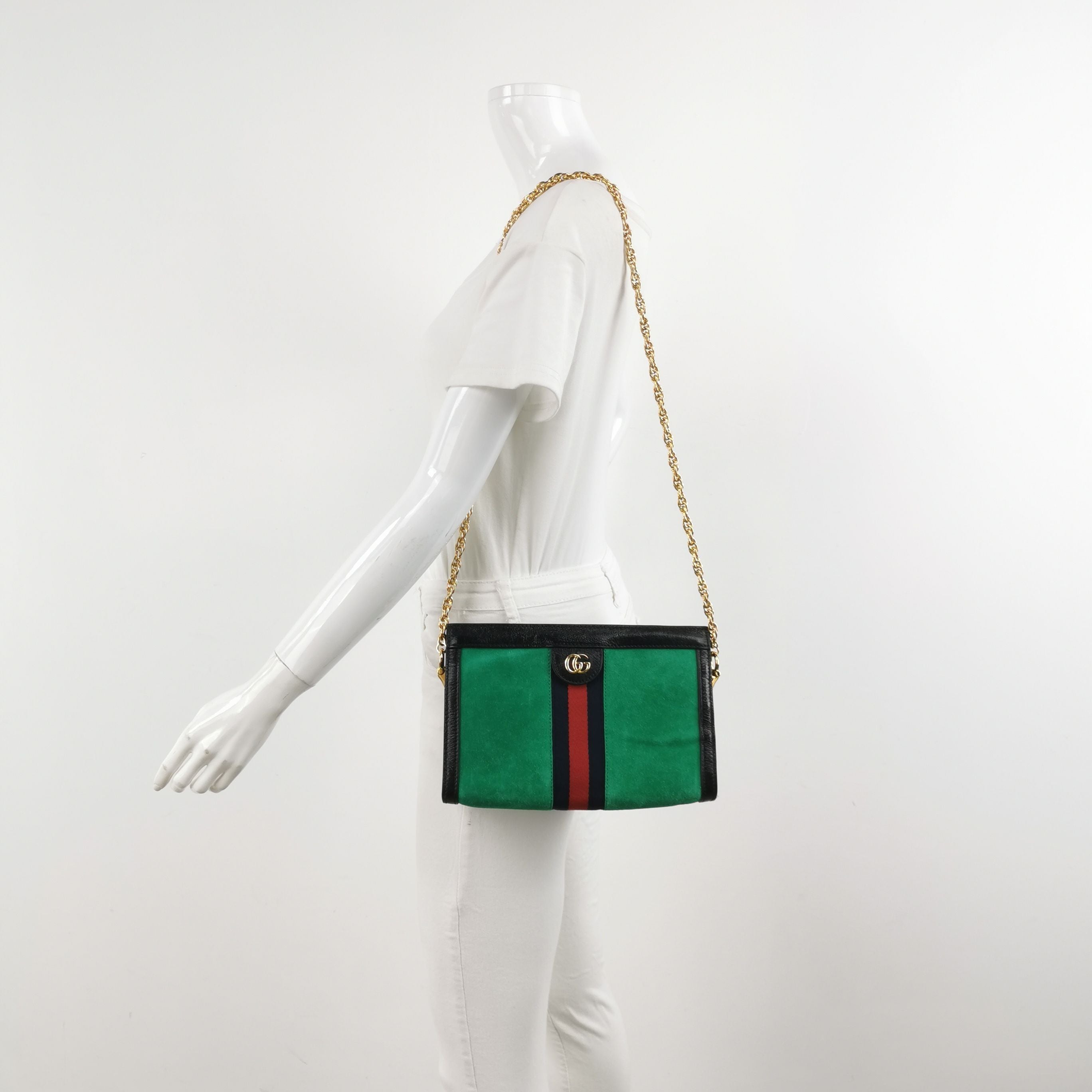 Gucci Ophidia Small Leather Canvas Suede Contrast Trim GG Shoulder Bag 250227781082255