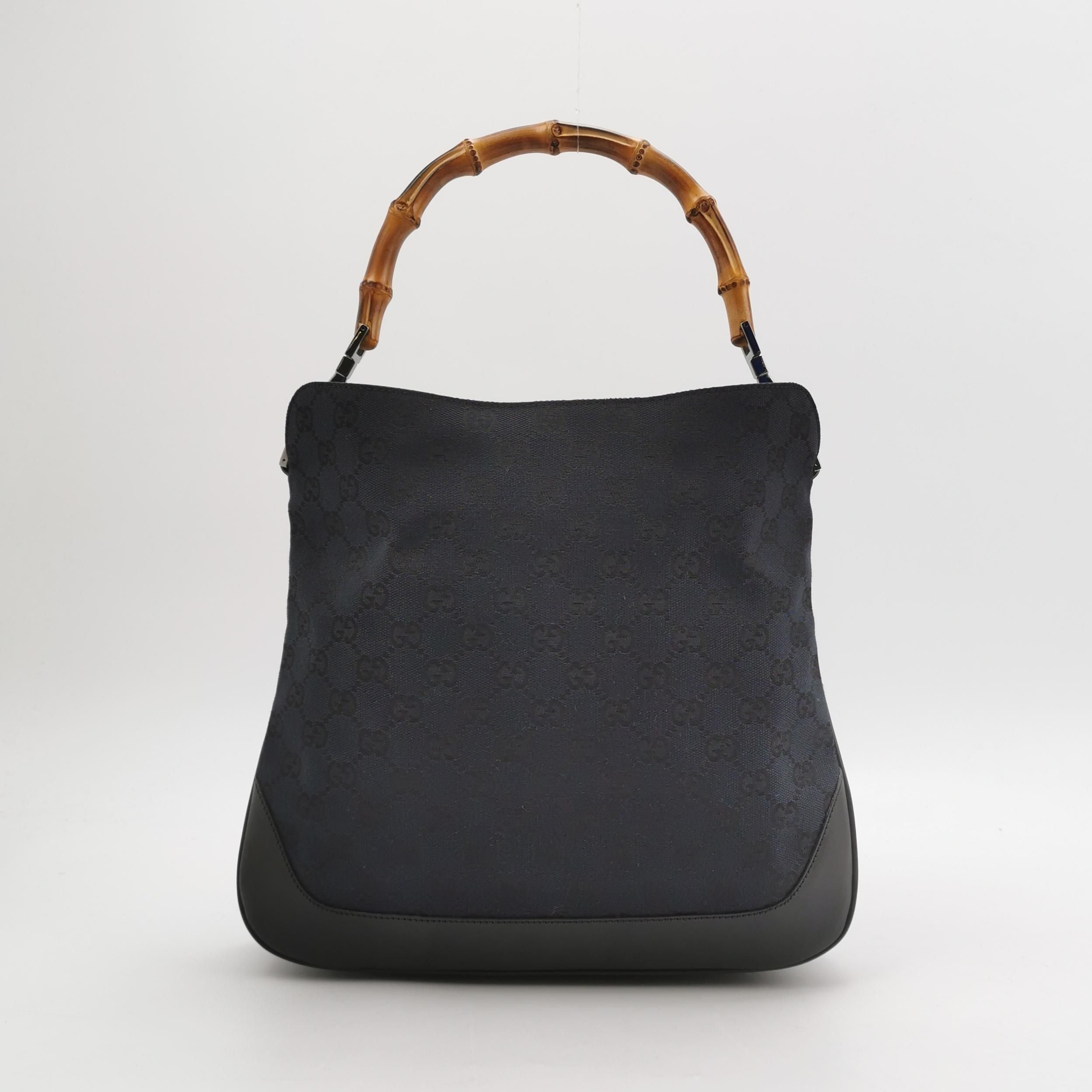 Gucci GG Canvas and Leather Bamboo Handle Shoulder Bag 250226781080937