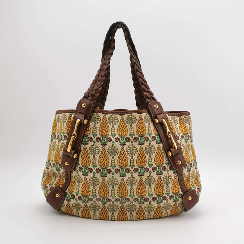 Gucci Pelham Leather Pineapple Print Horsebit Detail Shoulder Bag 027852800462