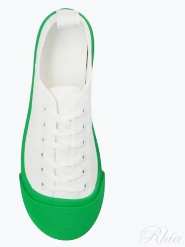 Bottega Veneta Vulcan Canvas Low Top Sneakers Parakeet White