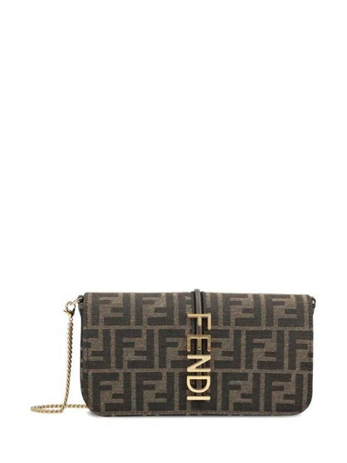 Fendi Fendigraphy FF Jacquard Chain Long Wallet Brown