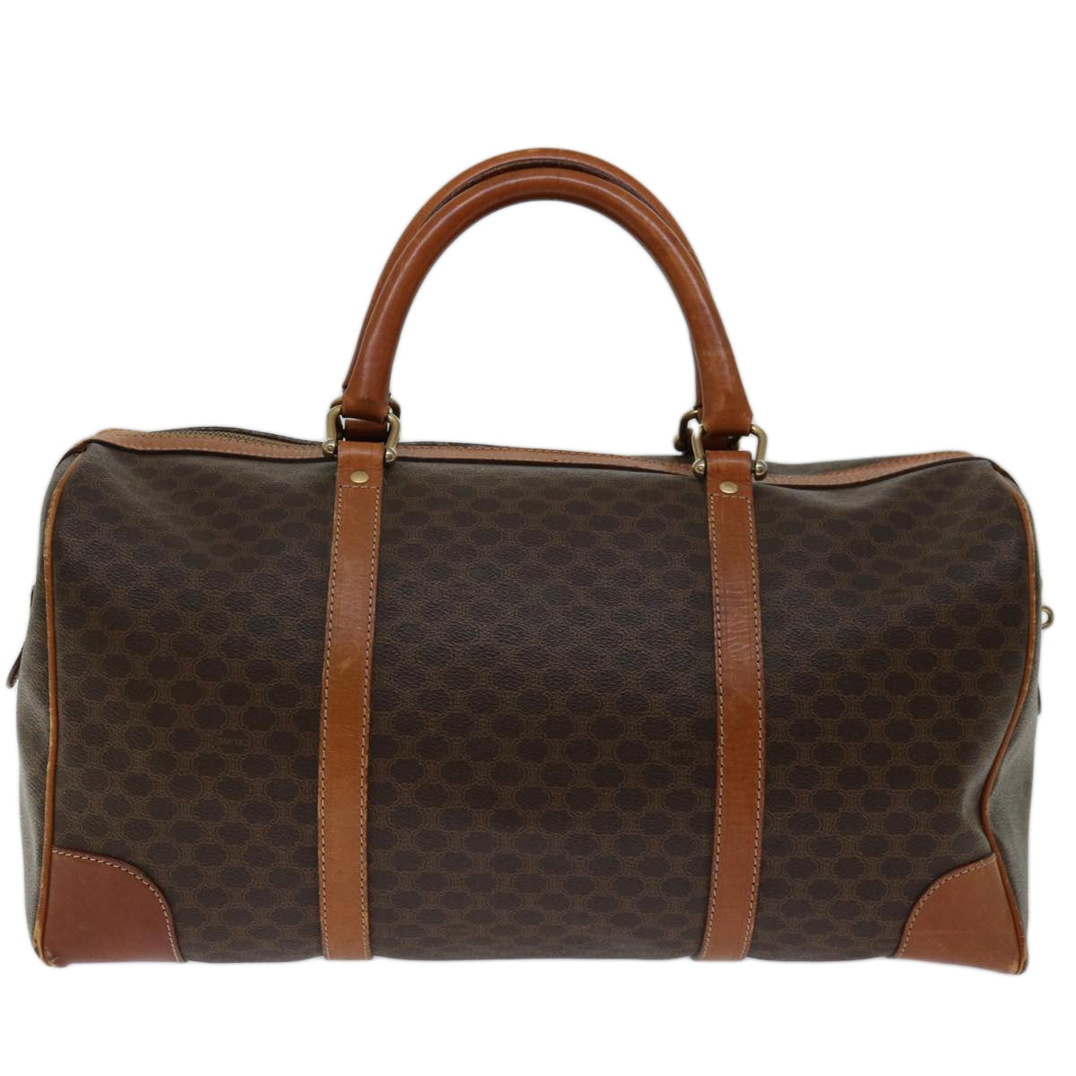 CELINE Macadam Canvas Boston Bag PVC Brown Auth 68239
