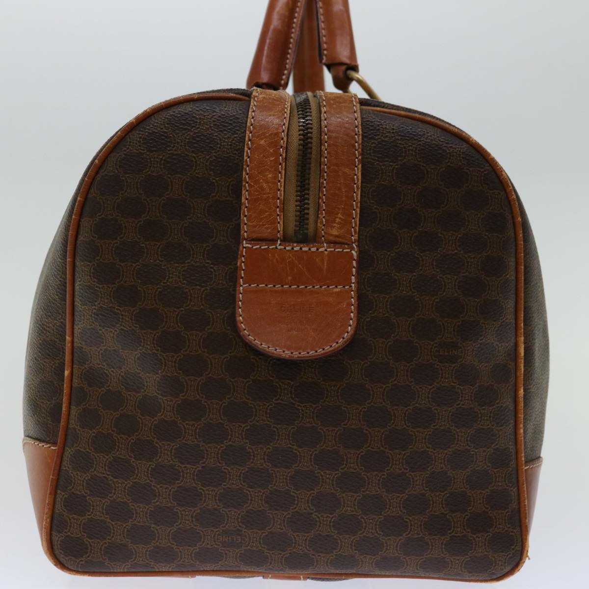 CELINE Macadam Canvas Boston Bag PVC Brown Auth 68239