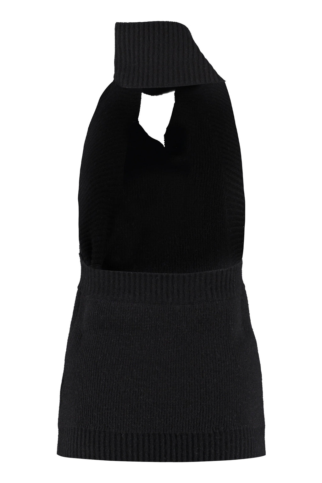 BOTTEGA VENETA One-Shoulder Knit Top with Pussy-Bow Collar