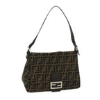 FENDI Zucca Canvas Mamma Baguette Shoulder Bag Black Brown68265