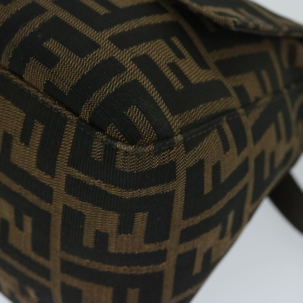 FENDI Zucca Canvas Mamma Baguette Shoulder Bag Black Brown68265
