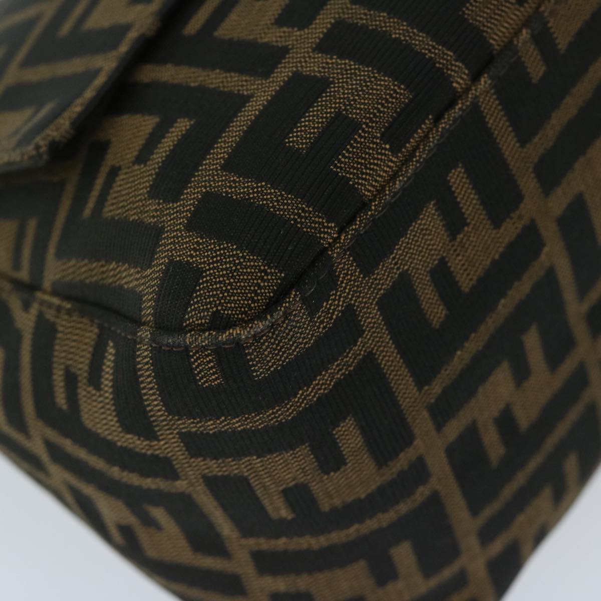 FENDI Zucca Canvas Mamma Baguette Shoulder Bag Black Brown68265