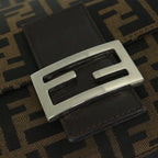 FENDI Zucca Canvas Mamma Baguette Shoulder Bag Black Brown68265