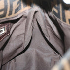 FENDI Zucca Canvas Mamma Baguette Shoulder Bag Black Brown68265