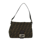 FENDI Zucca Canvas Mamma Baguette Shoulder Bag Black Brown68265