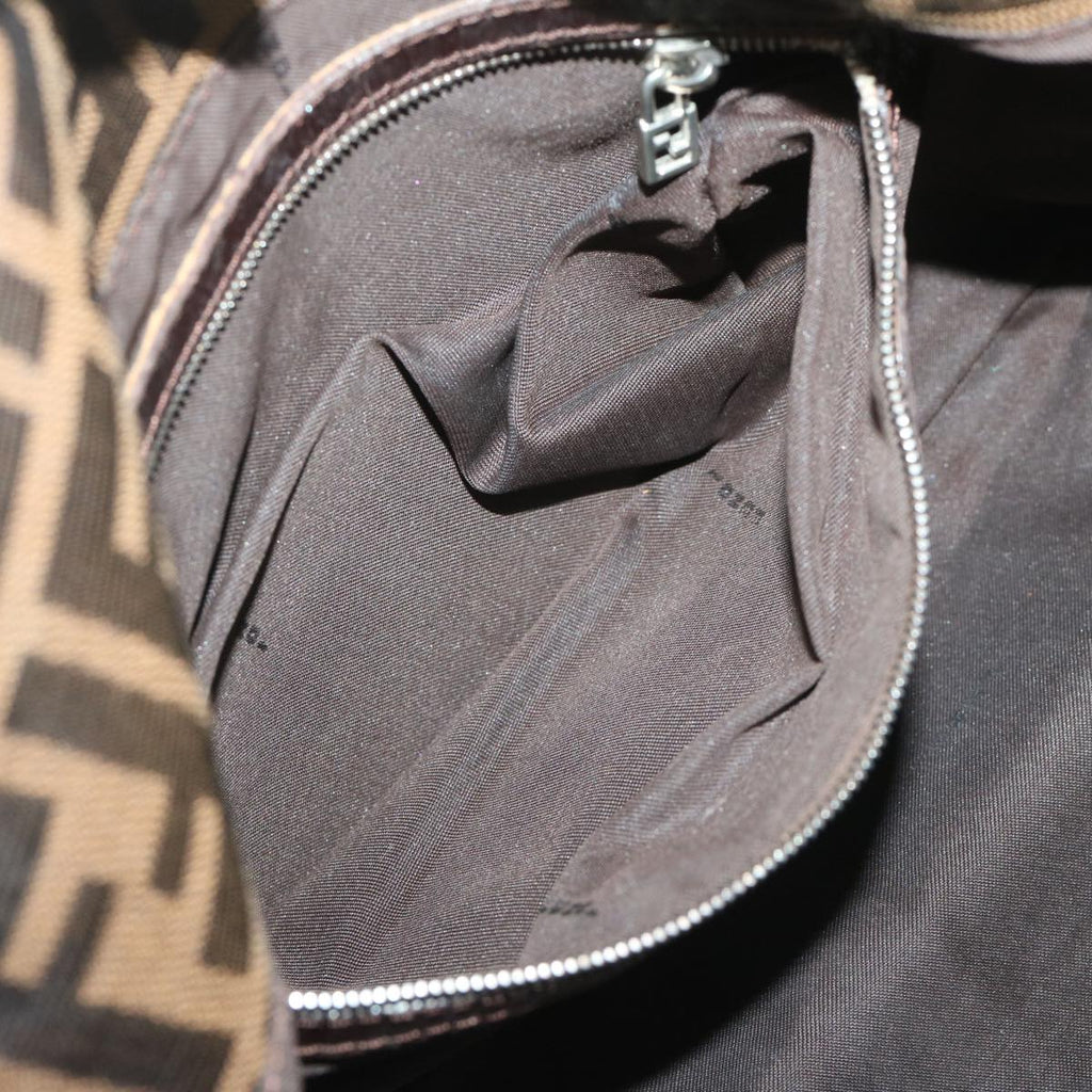 FENDI Zucca Canvas Mamma Baguette Shoulder Bag Black Brown68265