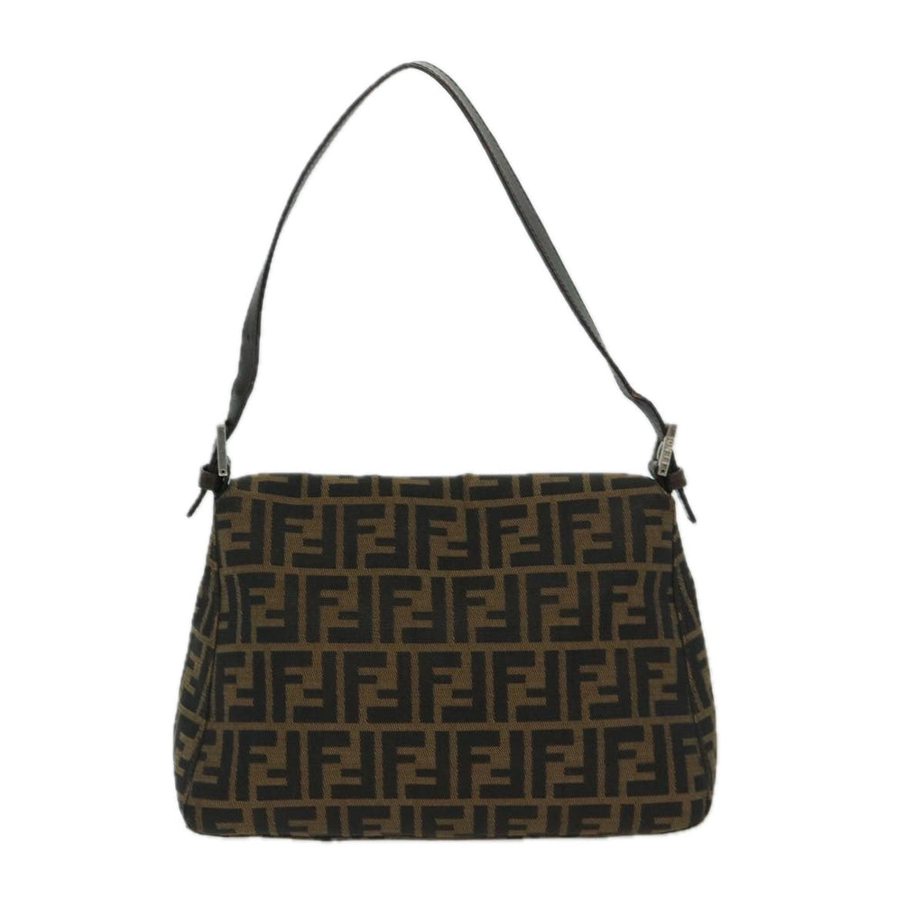 FENDI Zucca Canvas Mamma Baguette Shoulder Bag Black Brown68265