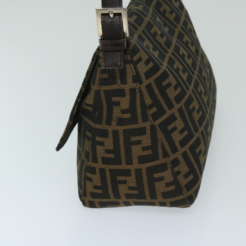 FENDI Zucca Canvas Mamma Baguette Shoulder Bag Black Brown68265