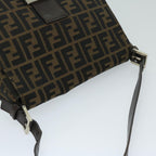 FENDI Zucca Canvas Mamma Baguette Shoulder Bag Black Brown68265
