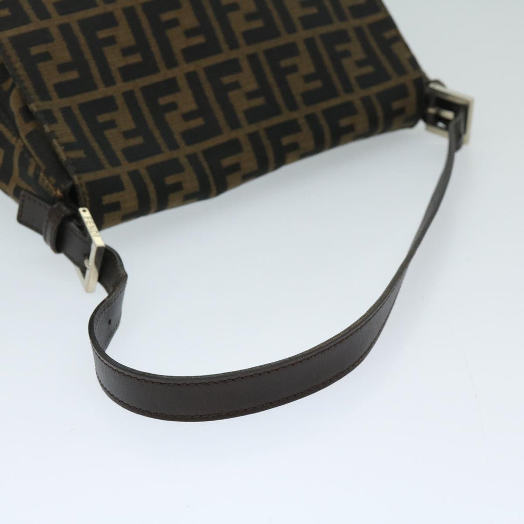 FENDI Zucca Canvas Mamma Baguette Shoulder Bag Black Brown68265