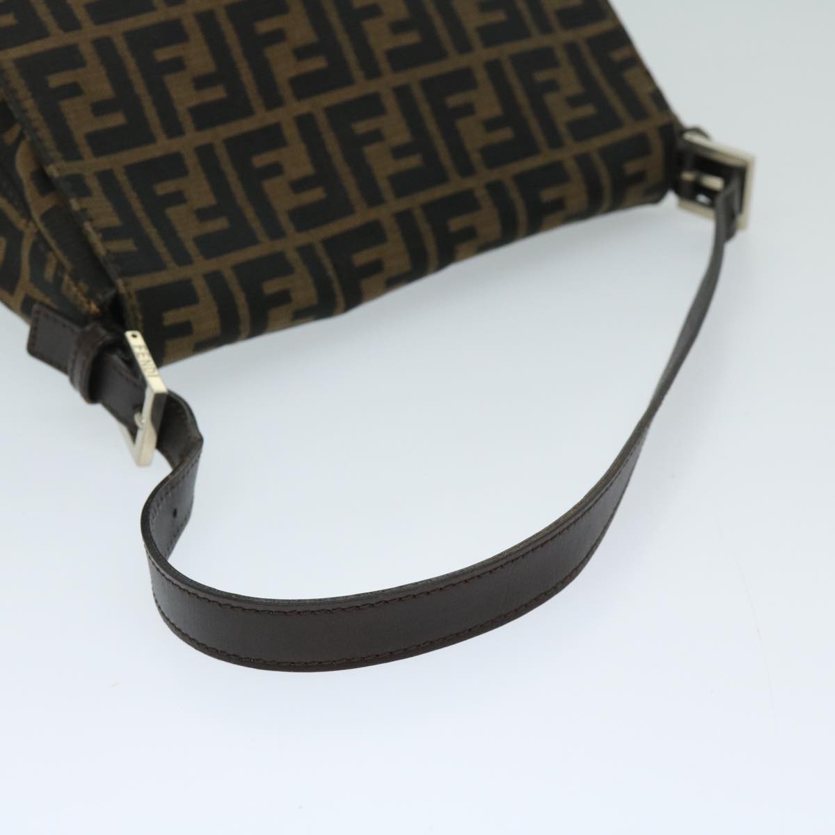 FENDI Zucca Canvas Mamma Baguette Shoulder Bag Black Brown68265