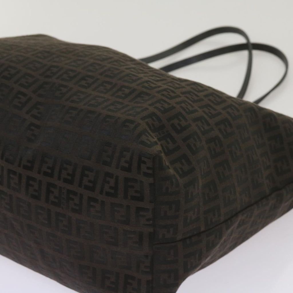 FENDI Zucchino Canvas Tote Bag Brown Black68286