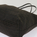 FENDI Zucchino Canvas Tote Bag Brown Black68286