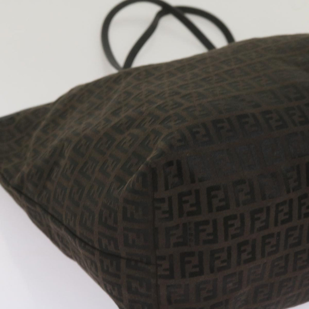 FENDI Zucchino Canvas Tote Bag Brown Black68286