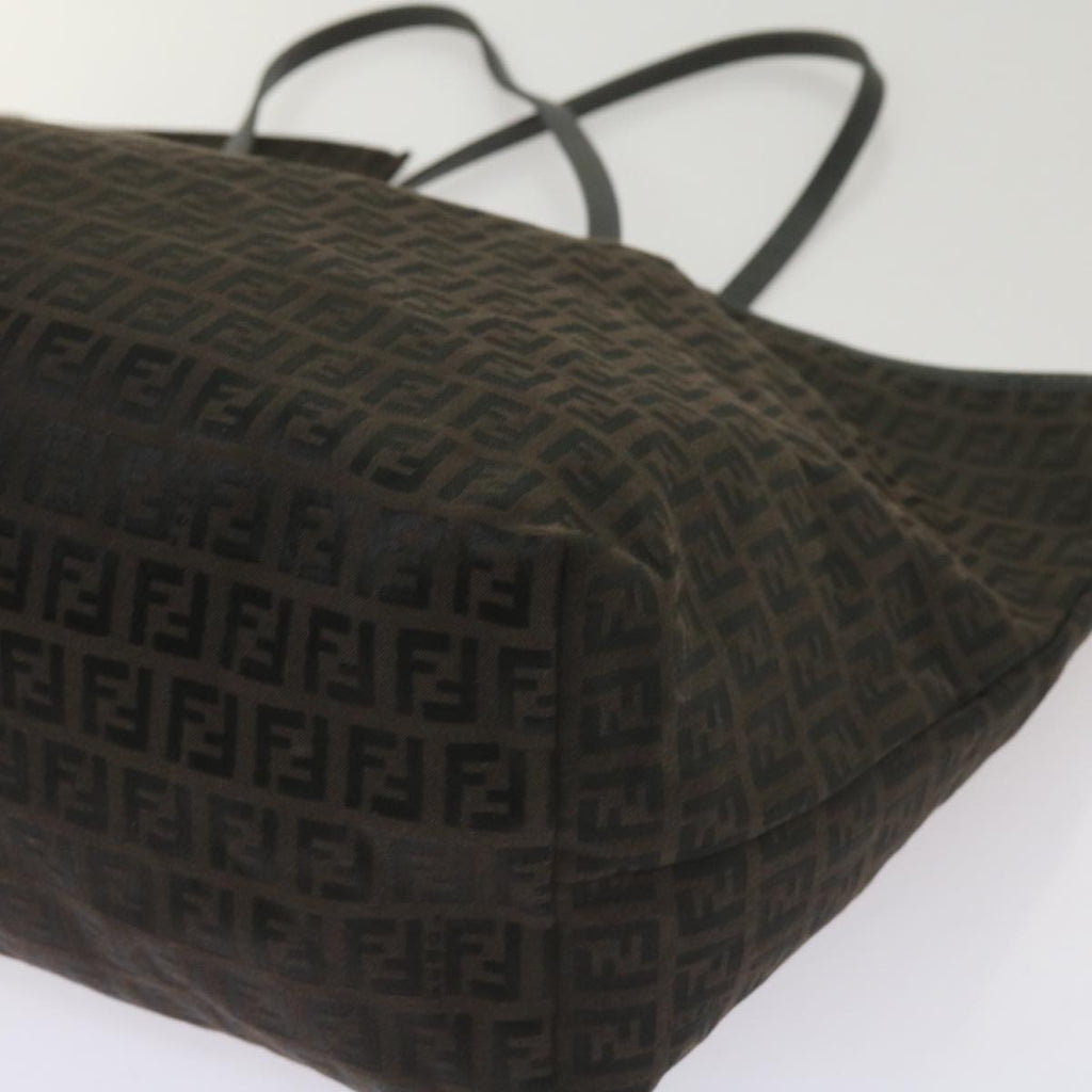 FENDI Zucchino Canvas Tote Bag Brown Black68286
