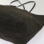 FENDI Zucchino Canvas Tote Bag Brown Black68286