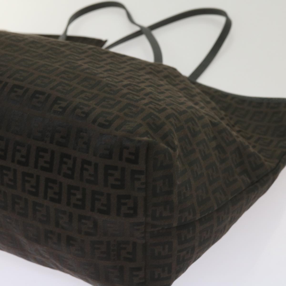 FENDI Zucchino Canvas Tote Bag Brown Black68286