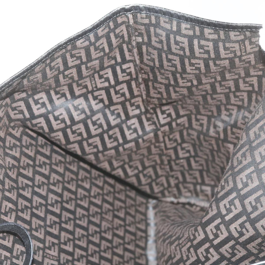 FENDI Zucchino Canvas Tote Bag Brown Black68286