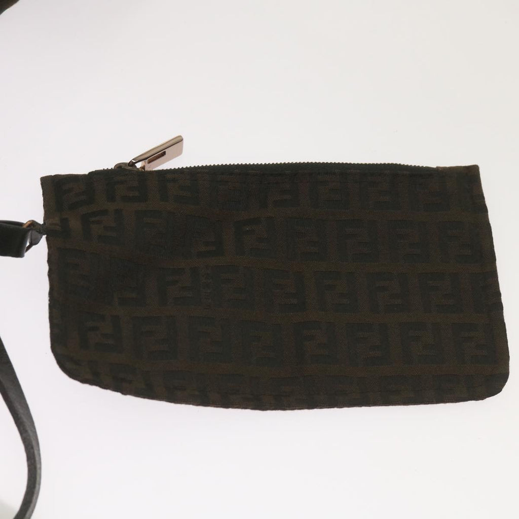 FENDI Zucchino Canvas Tote Bag Brown Black68286