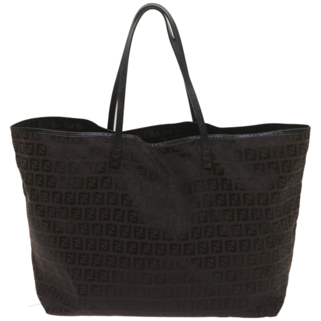 FENDI Zucchino Canvas Tote Bag Brown Black68286