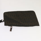 FENDI Zucchino Canvas Tote Bag Brown Black68286