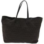 FENDI Zucchino Canvas Tote Bag Brown Black68286