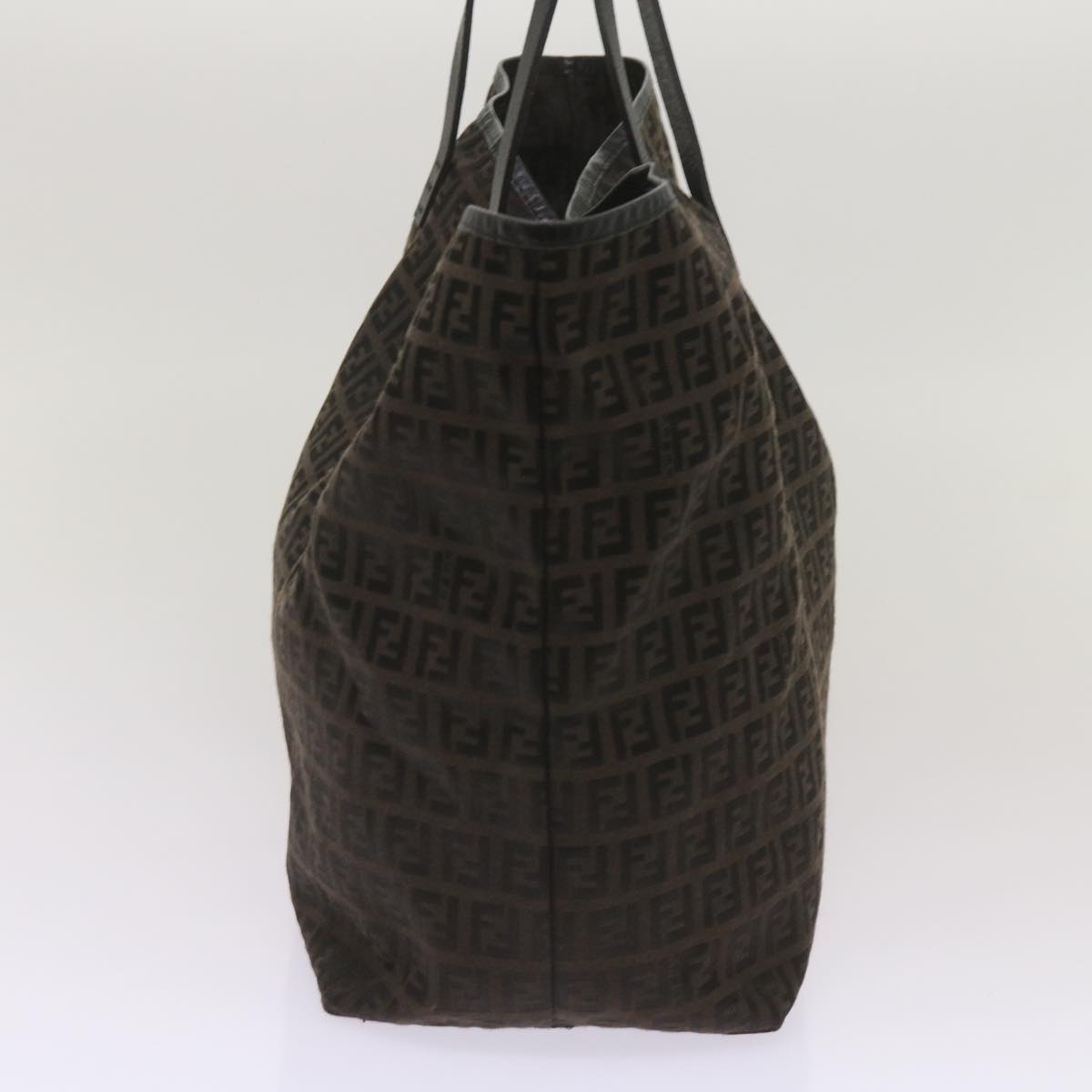 FENDI Zucchino Canvas Tote Bag Brown Black68286