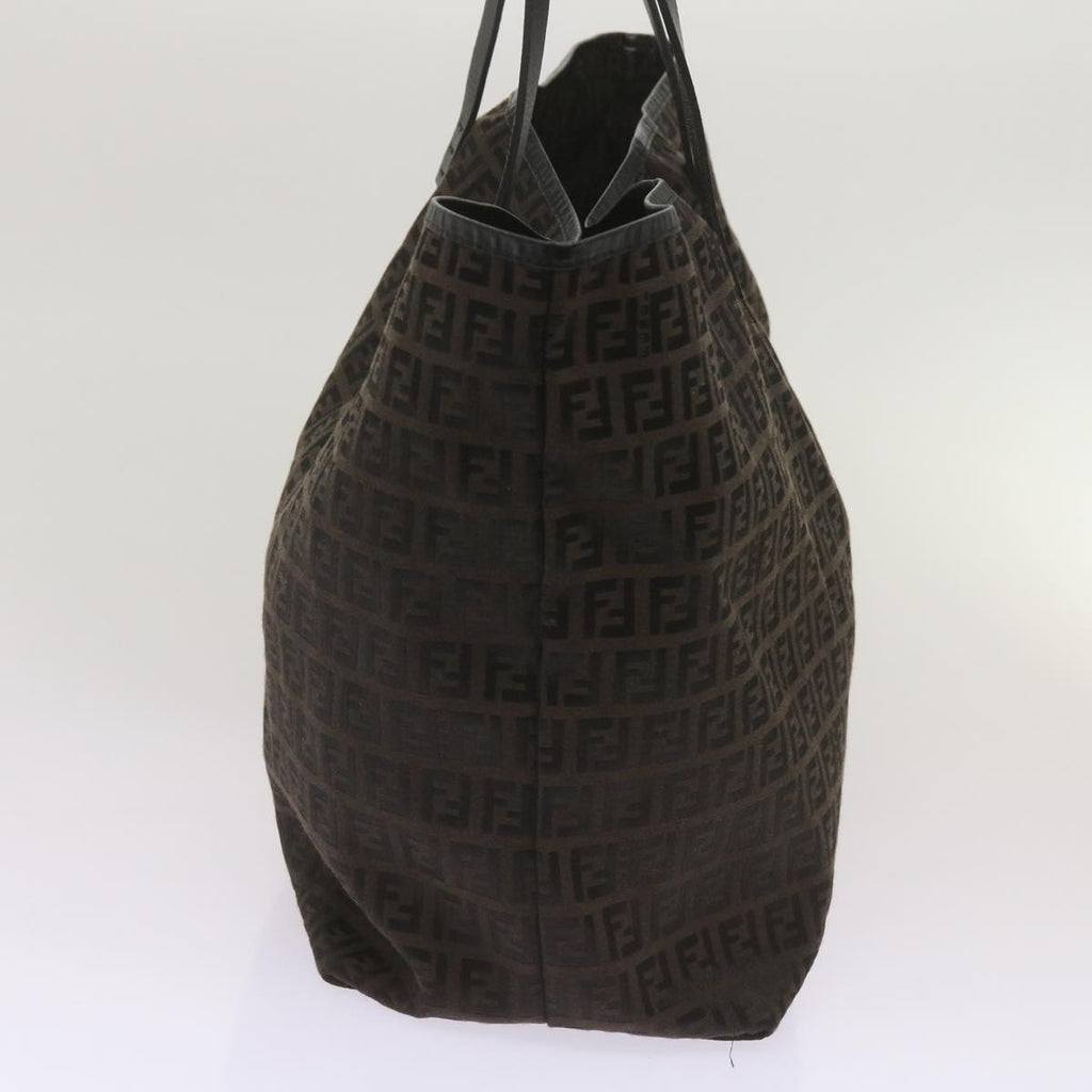 FENDI Zucchino Canvas Tote Bag Brown Black68286