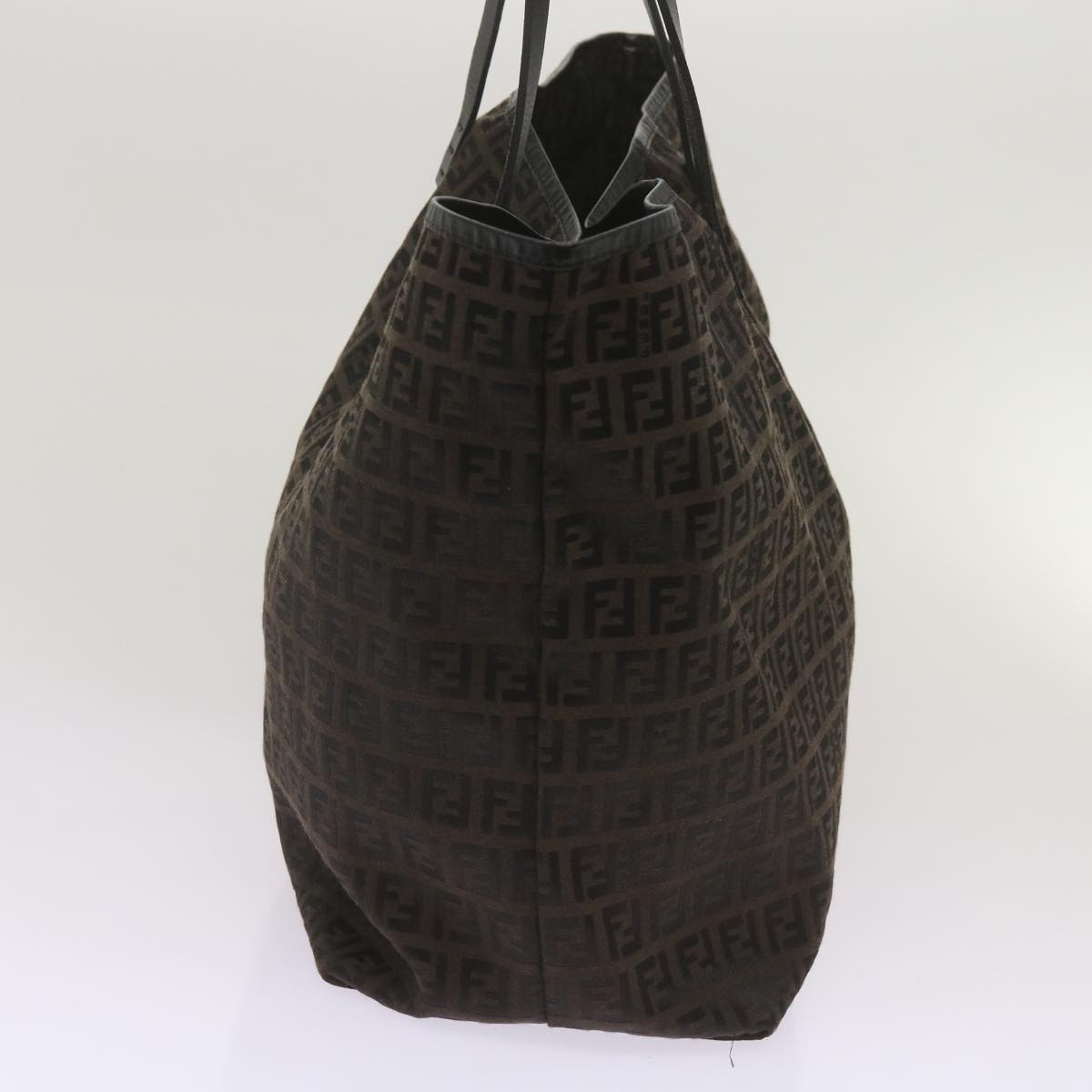 FENDI Zucchino Canvas Tote Bag Brown Black68286