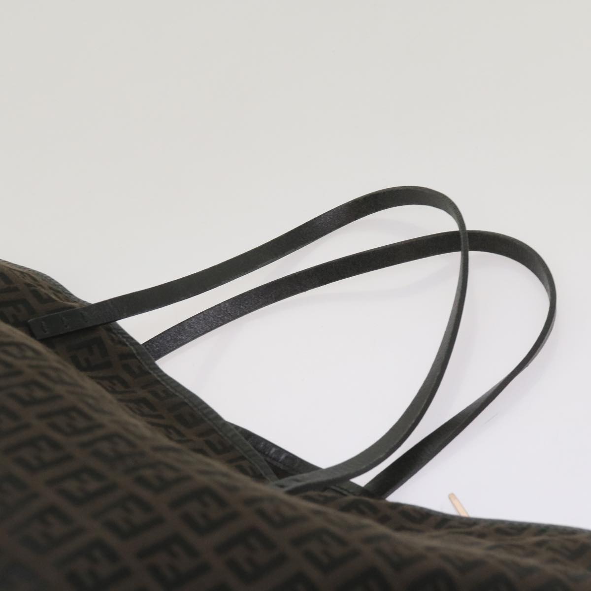 FENDI Zucchino Canvas Tote Bag Brown Black68286